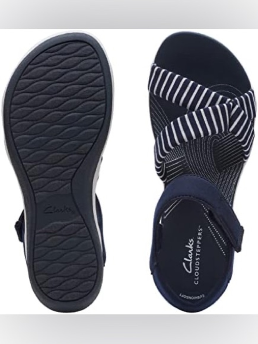 Clarks Navy Striped Cloudsteppers Men's Sandals